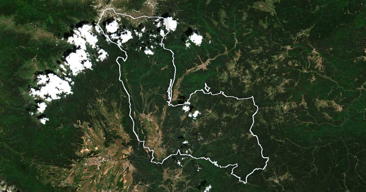 Satelitska snimka s ucrtanom granicom: Belica