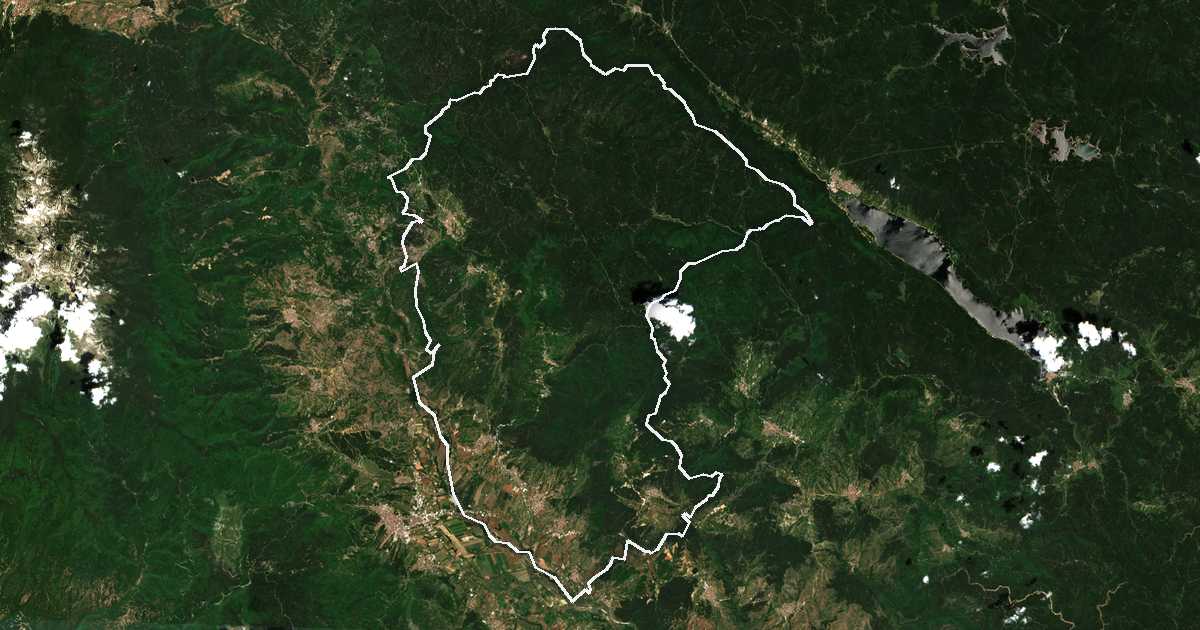 Satelitska snimka s ucrtanom granicom: Gǎrmen