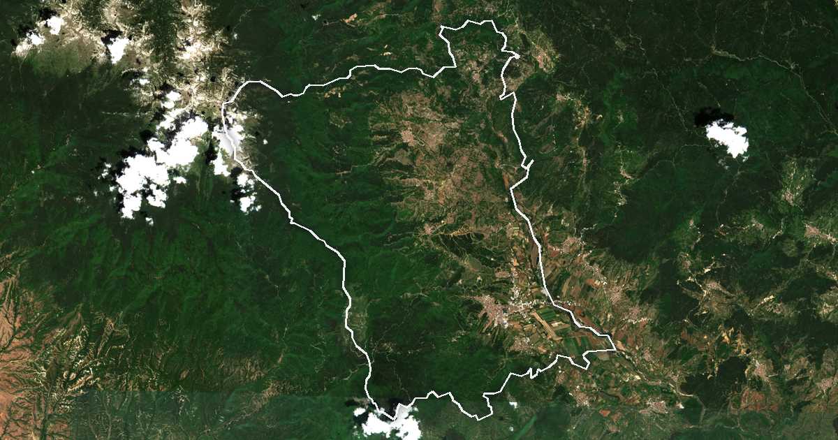Satelitska snimka s ucrtanom granicom: Goce Delčev