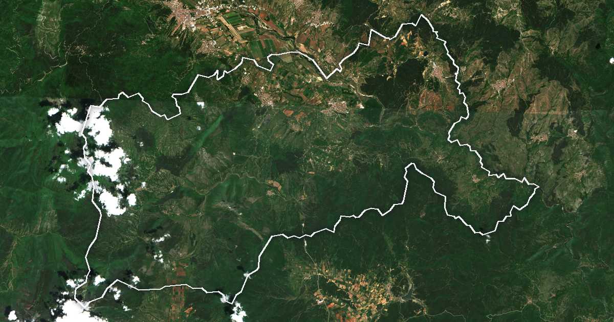 Satelitska snimka s ucrtanom granicom: Hadžidimovo