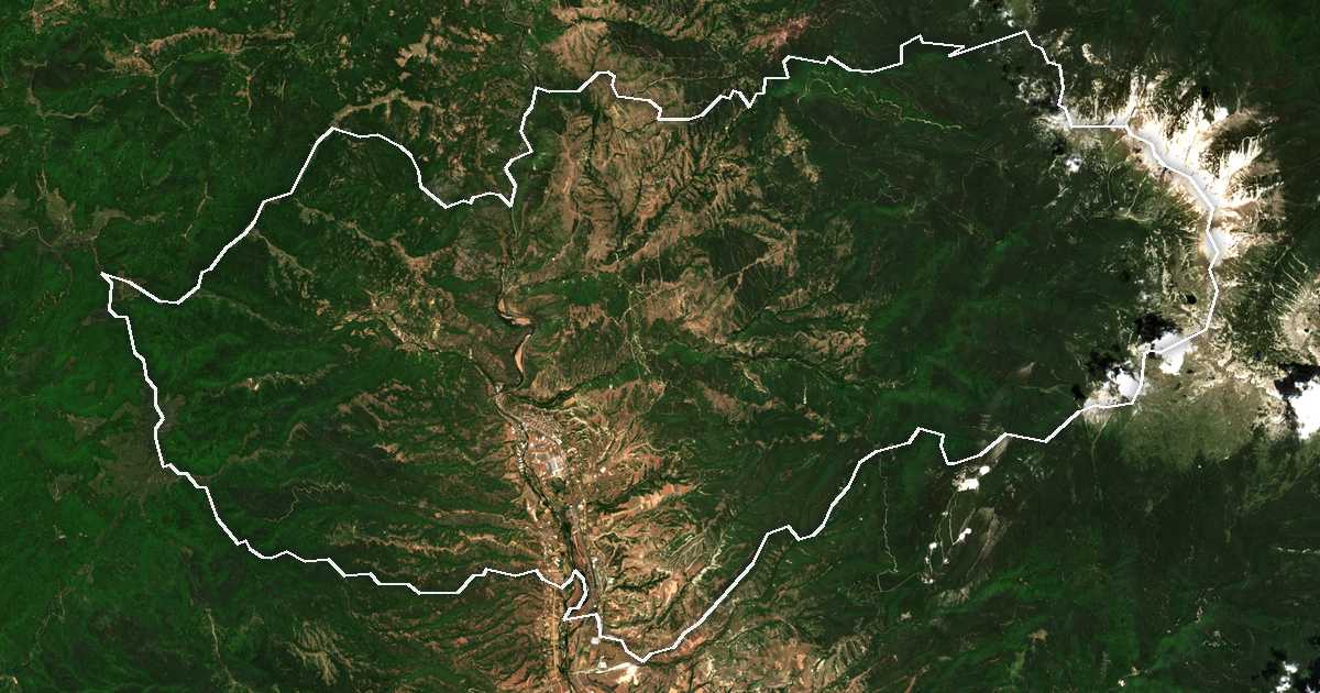 Satelitska snimka s ucrtanom granicom: Kresna