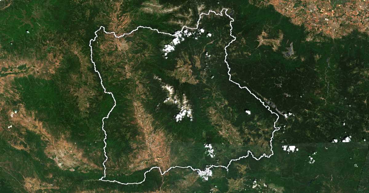 Satelitska snimka s ucrtanom granicom: Oblast Blagoevgrad