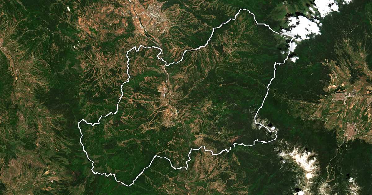 Satelitska snimka s ucrtanom granicom: Simitli