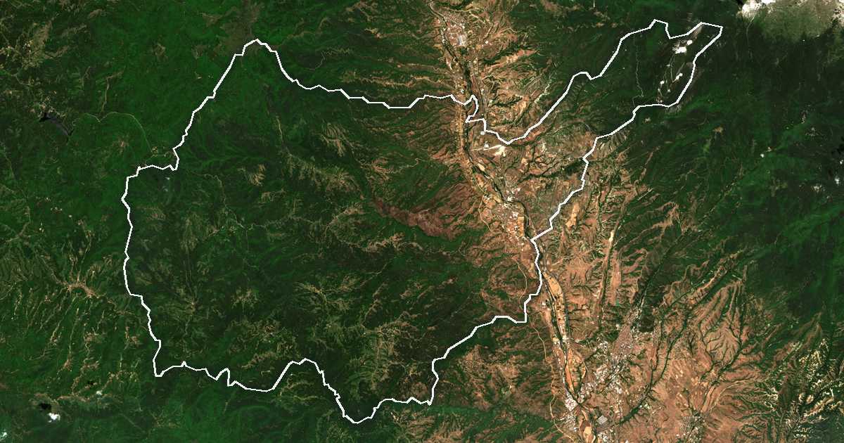 Satelitska snimka s ucrtanom granicom: Strumjani