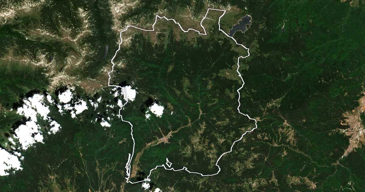 Satelitska snimka s ucrtanom granicom: Jakoruda