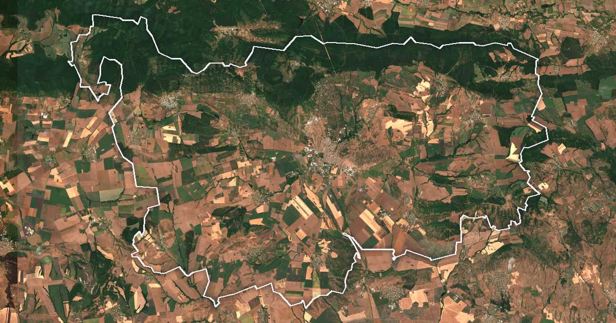 Satelitska snimka s ucrtanom granicom: Ajtos