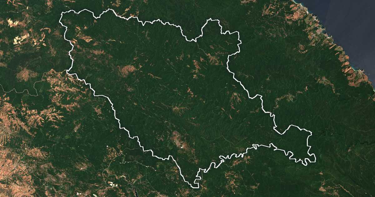 Satelitska snimka s ucrtanom granicom: Malko Tǎrnovo