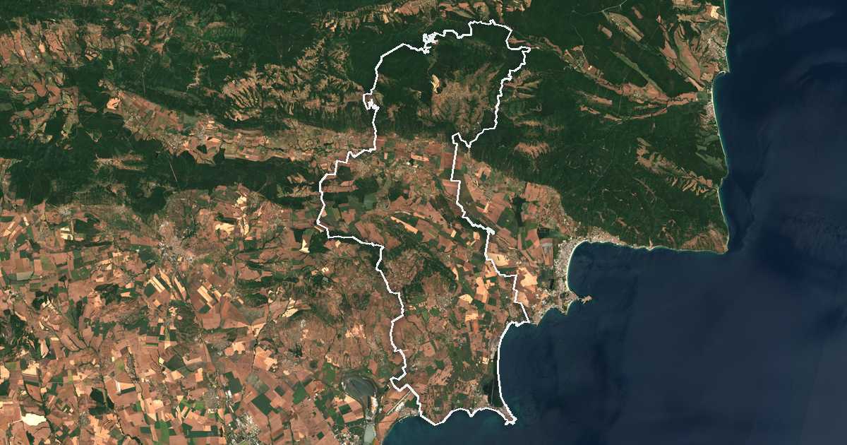 Satelitska snimka s ucrtanom granicom: Pomorie