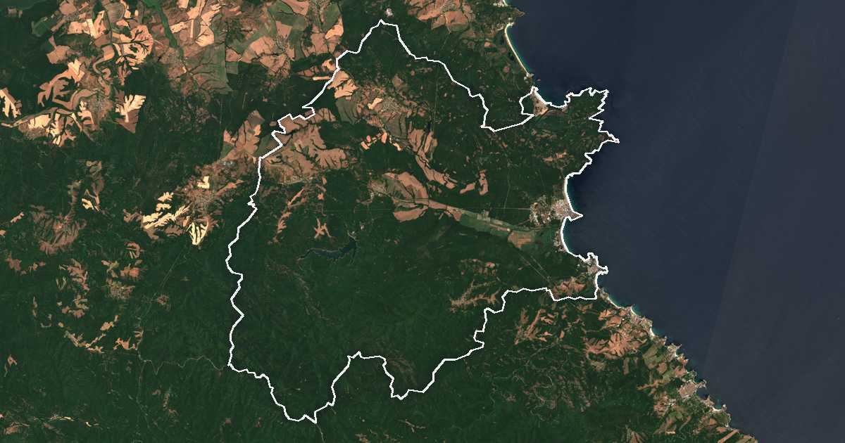 Satelitska snimka s ucrtanom granicom: Primorsko