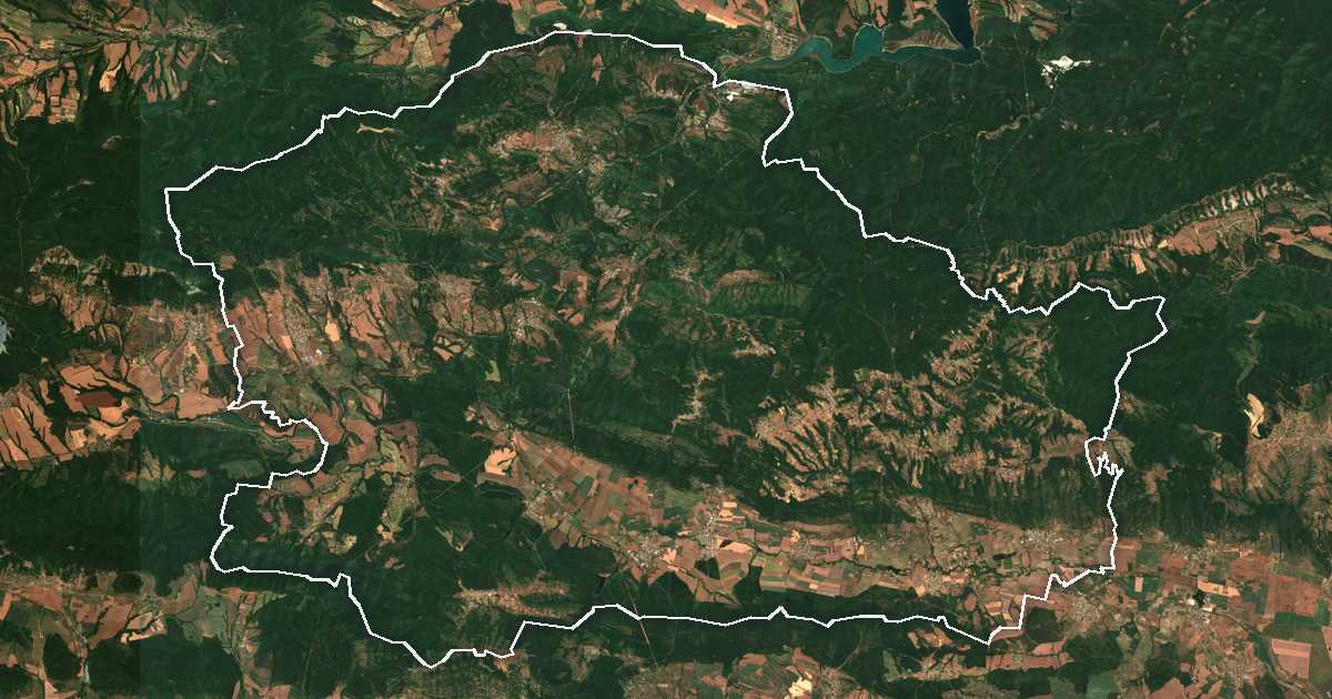 Satelitska snimka s ucrtanom granicom: Ruen