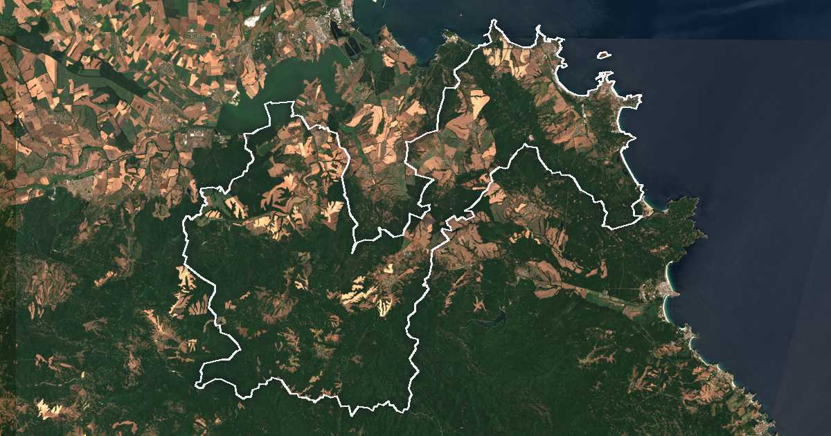 Satelitska snimka s ucrtanom granicom: Sozopol