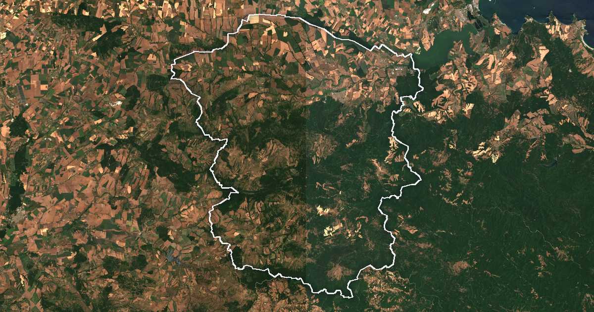 Satelitska snimka s ucrtanom granicom: Sredec
