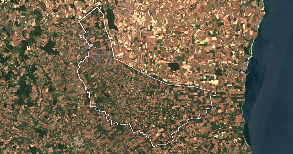 Satelitska snimka s ucrtanom granicom: General Toševo