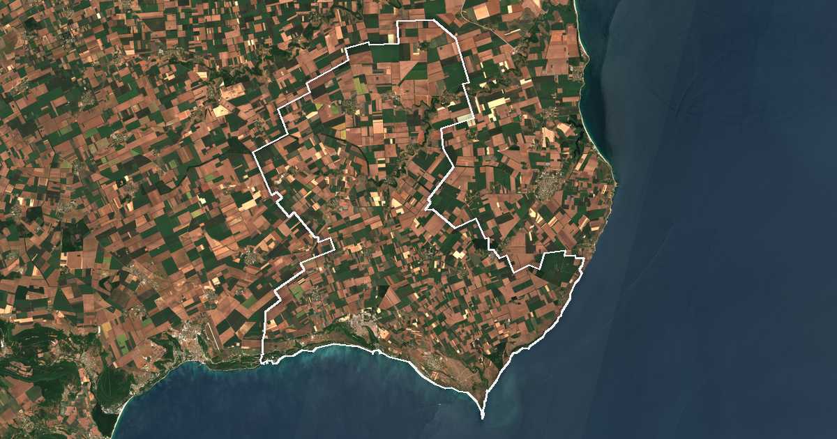 Satelitska snimka s ucrtanom granicom: Kavarna