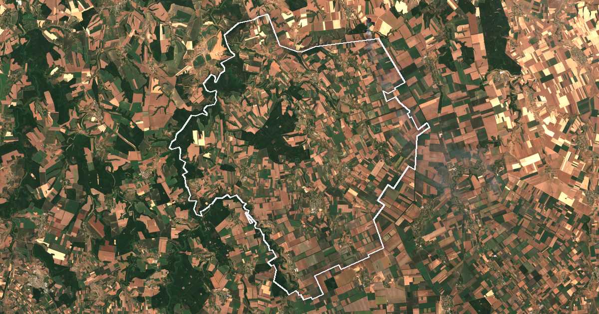 Satelitska snimka s ucrtanom granicom: Krušari