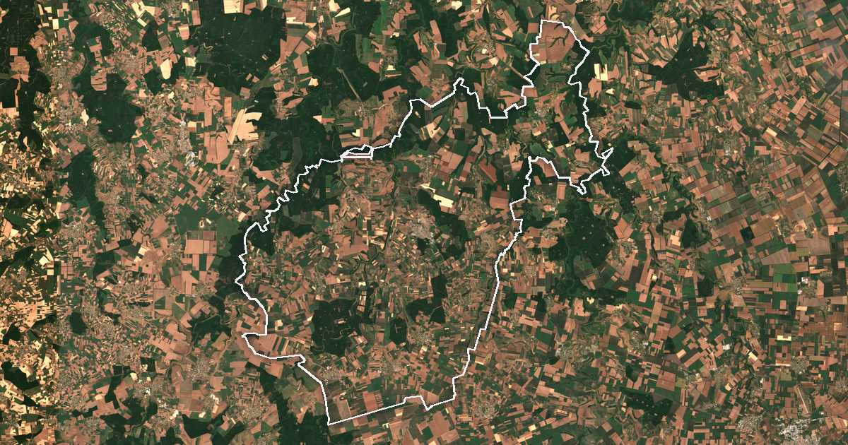 Satelitska snimka s ucrtanom granicom: Tervel