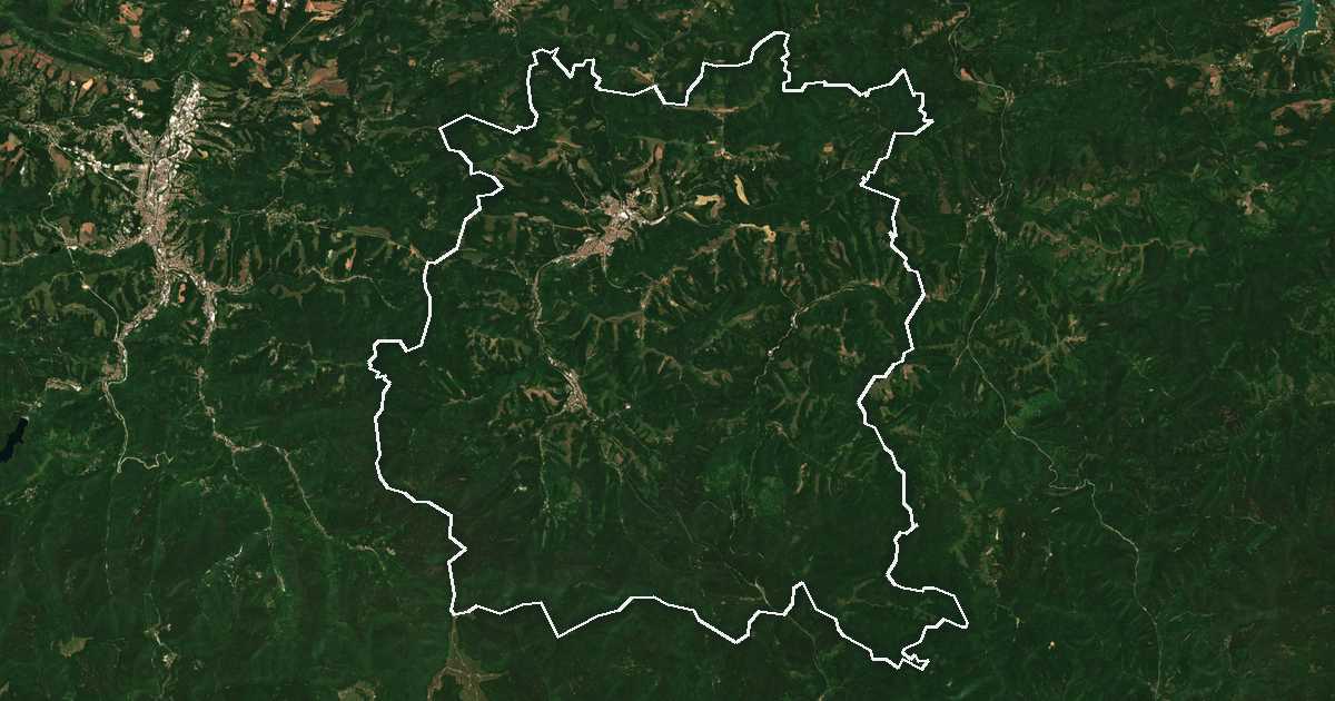 Satelitska snimka s ucrtanom granicom: Trjavna