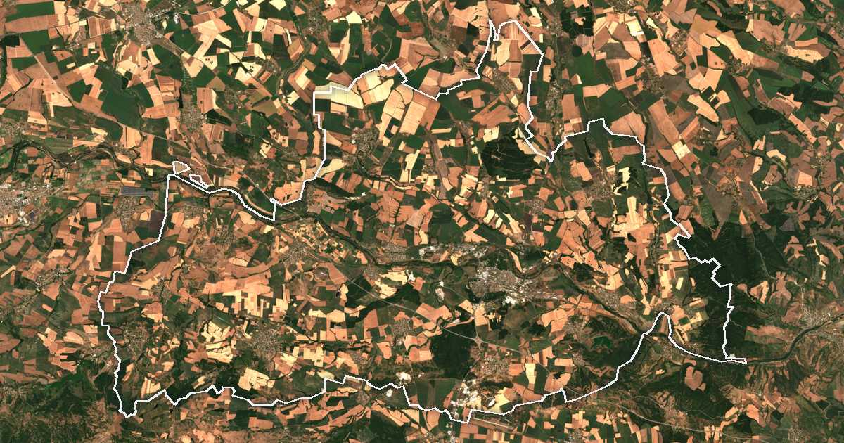 Satelitska snimka s ucrtanom granicom: Dimitrovgrad