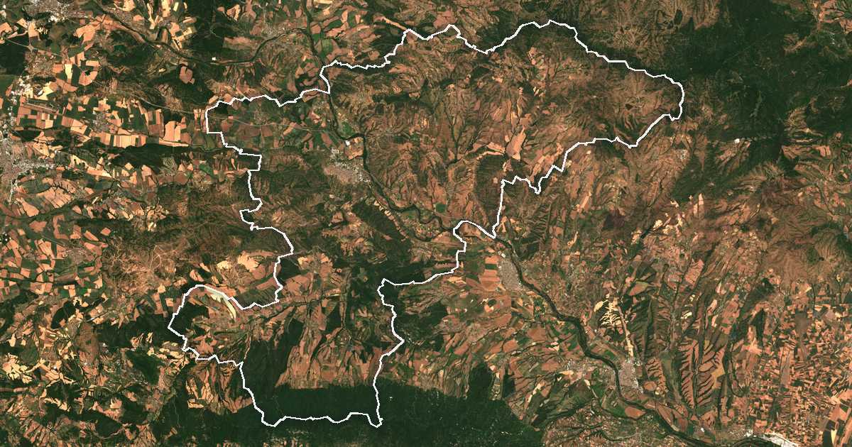 Satelitska snimka s ucrtanom granicom: Harmanli