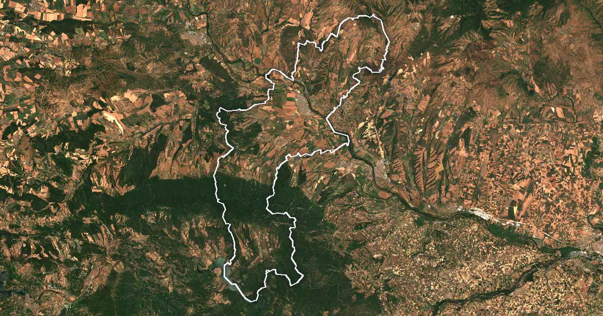 Satelitska snimka s ucrtanom granicom: Ljubimec