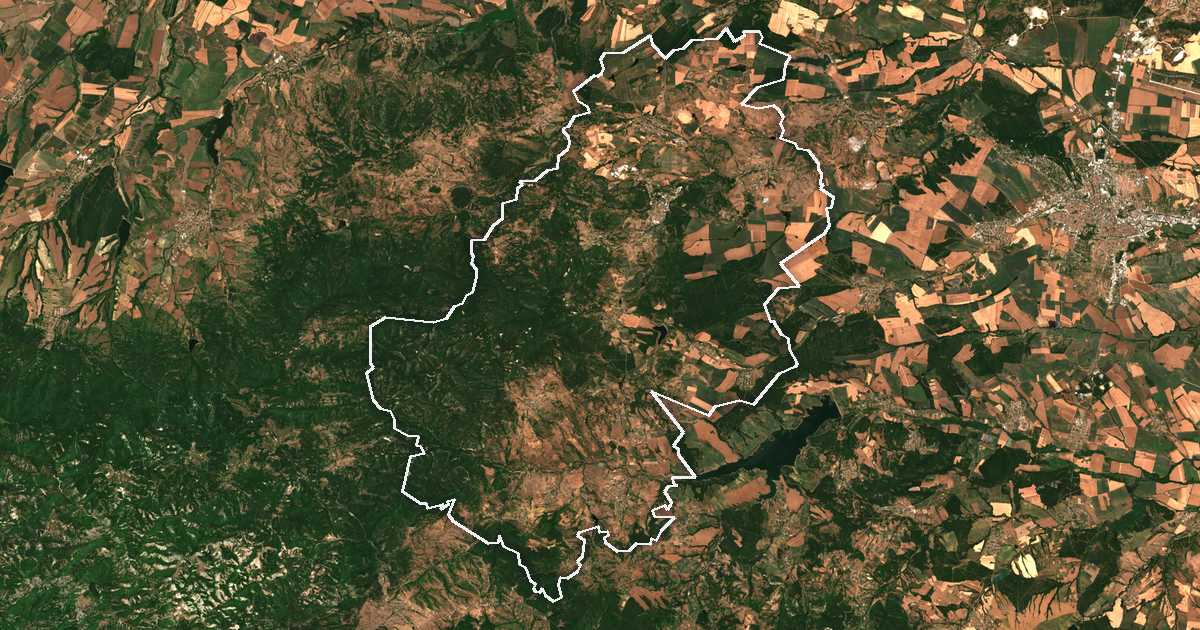 Satelitska snimka s ucrtanom granicom: Mineralni Bani