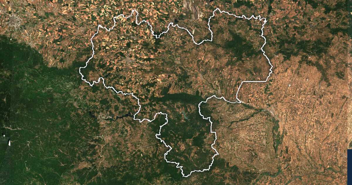 Satelitska snimka s ucrtanom granicom: Oblast Haskovo