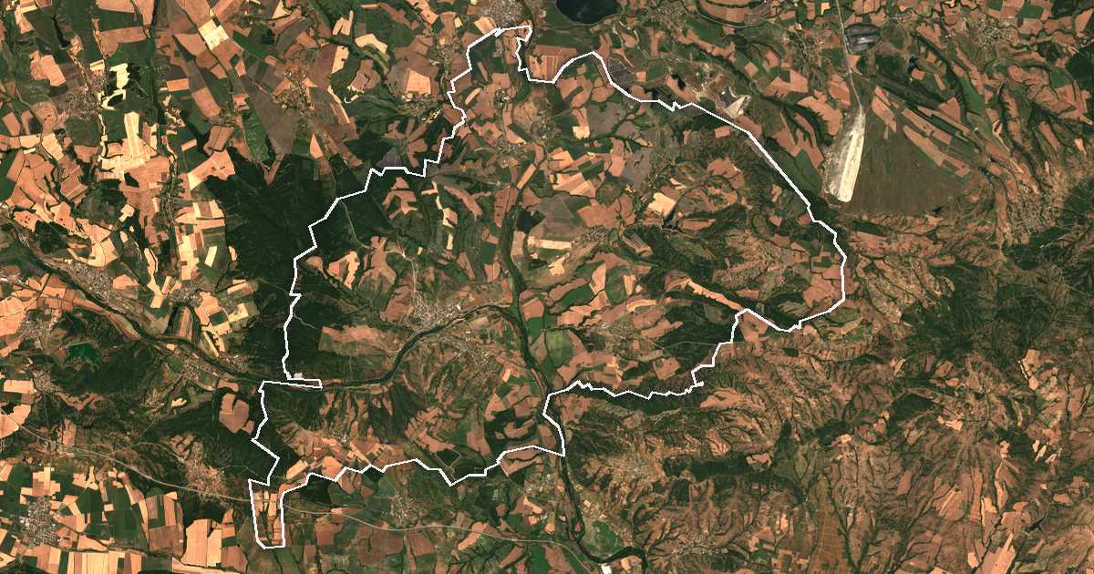 Satelitska snimka s ucrtanom granicom: Simeonovgrad