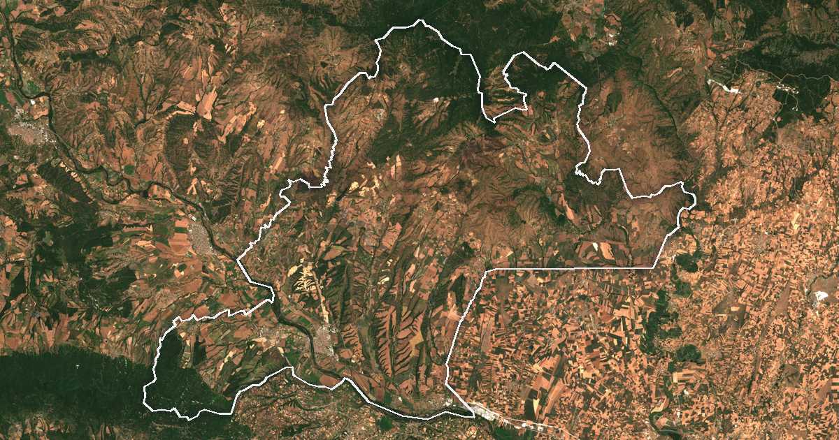 Satelitska snimka s ucrtanom granicom: Svilengrad