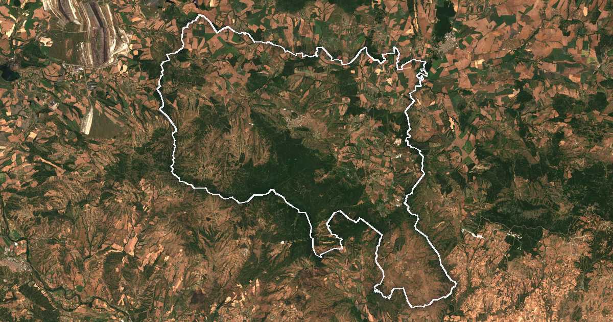 Satelitska snimka s ucrtanom granicom: Topolovgrad