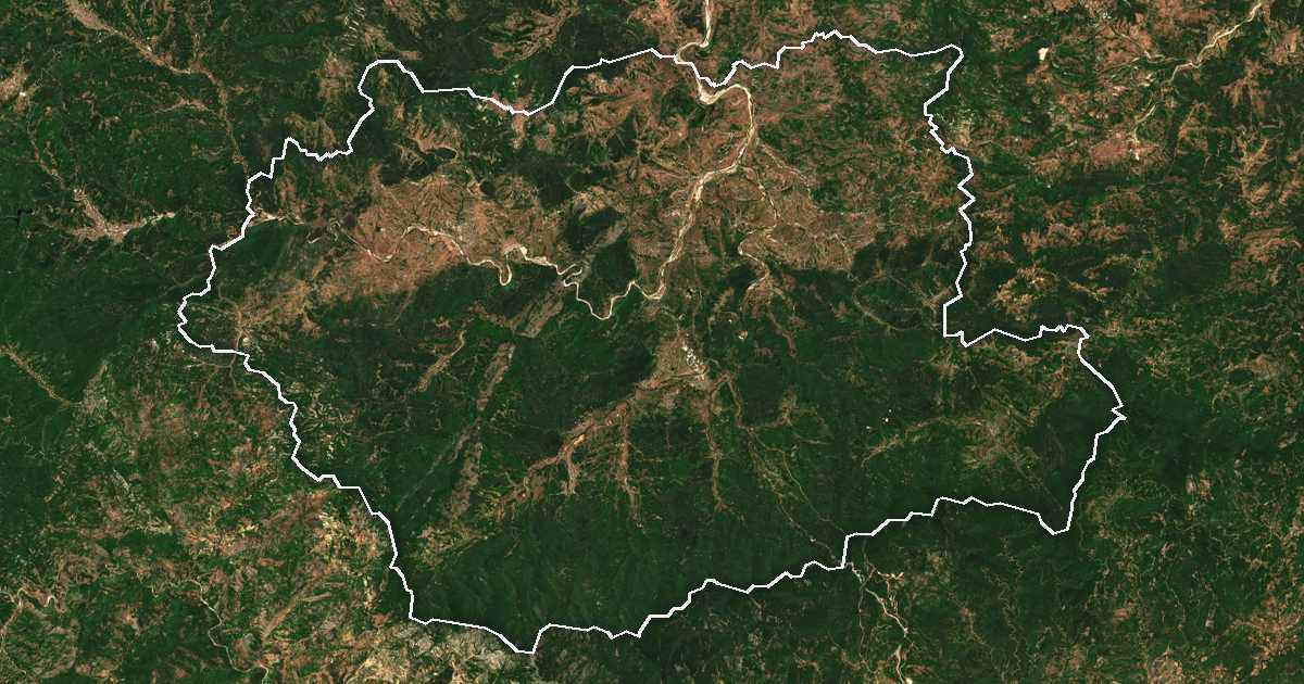 Satelitska snimka s ucrtanom granicom: Kirkovo