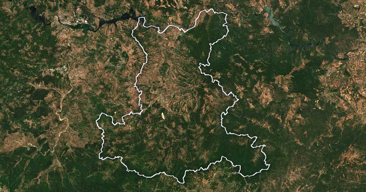 Satelitska snimka s ucrtanom granicom: Krumovgrad