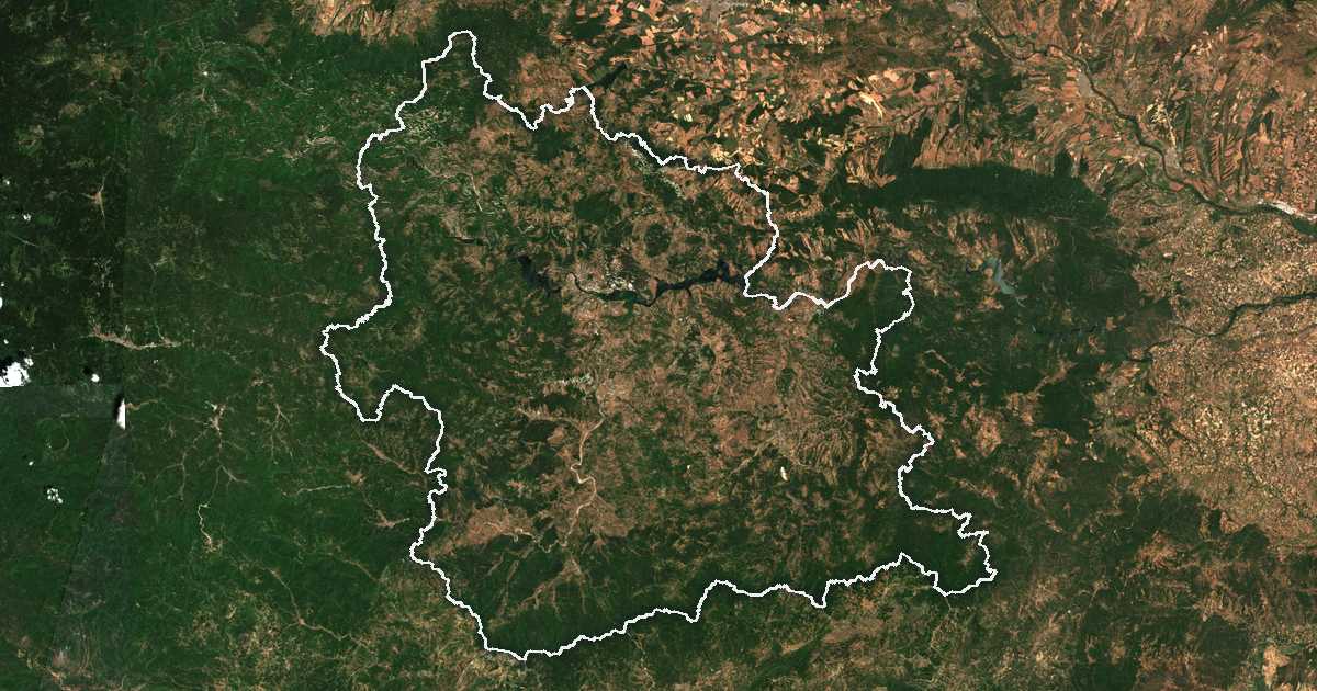 Satelitska snimka s ucrtanom granicom: Oblast Krdžali