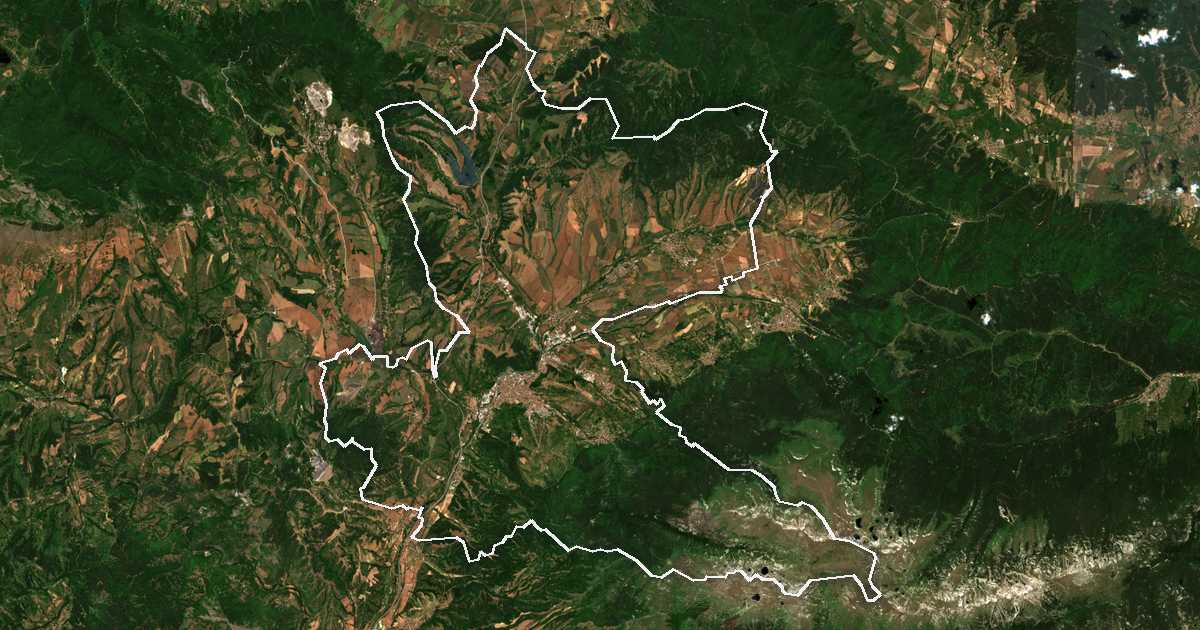 Satelitska snimka s ucrtanom granicom: Dupnica
