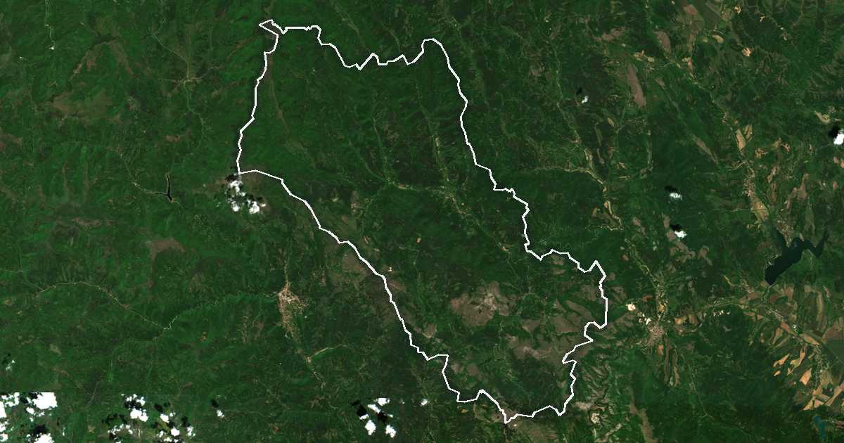 Satelitska snimka s ucrtanom granicom: Trekljano