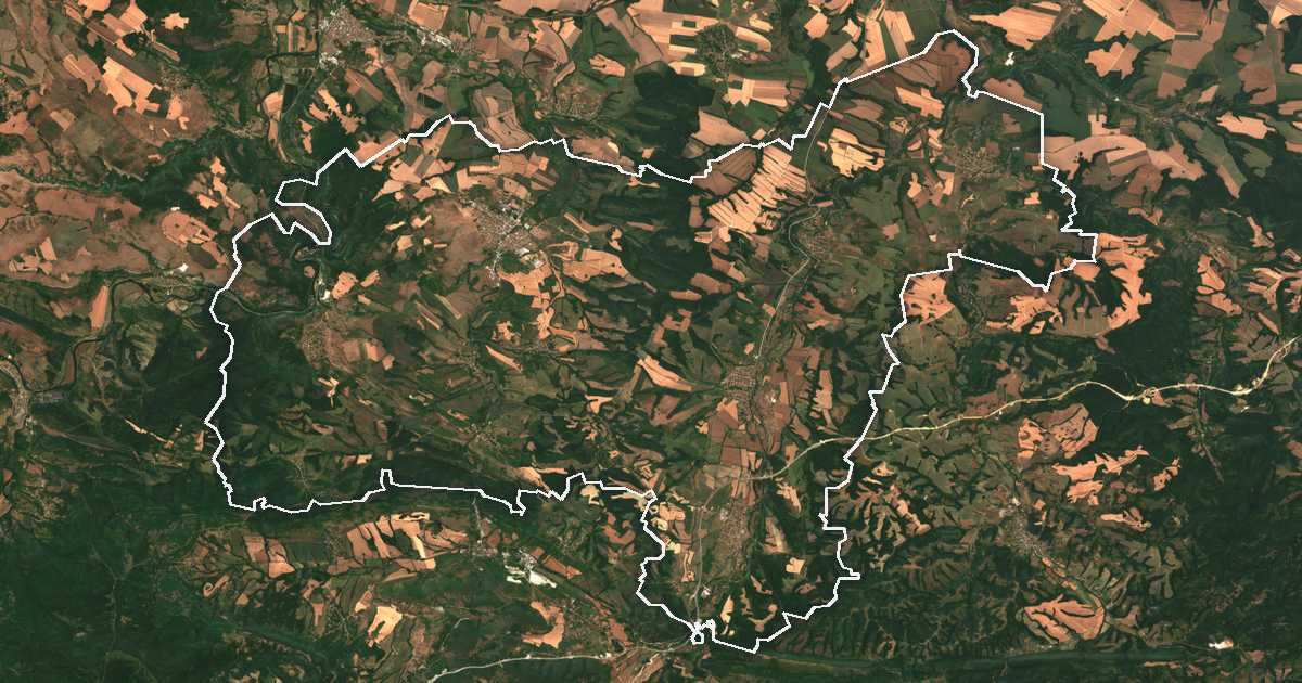 Satelitska snimka s ucrtanom granicom: Lukovit