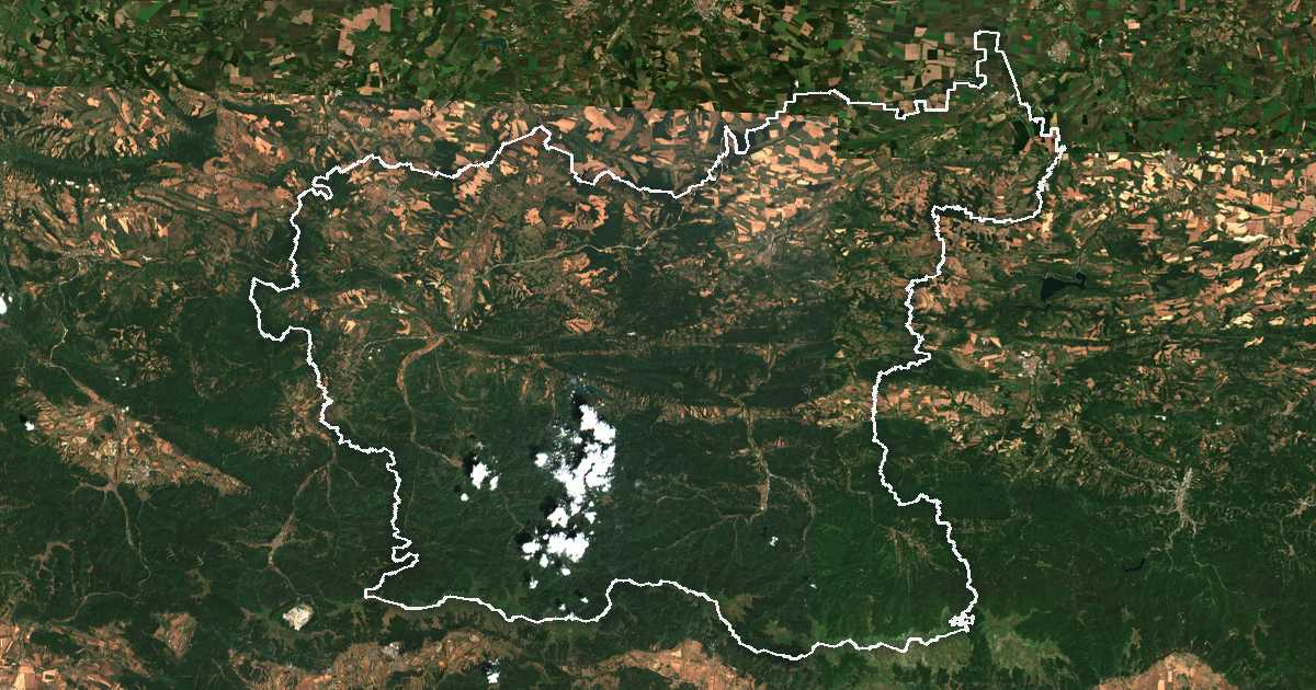 Satelitska snimka s ucrtanom granicom: Oblast Loveč