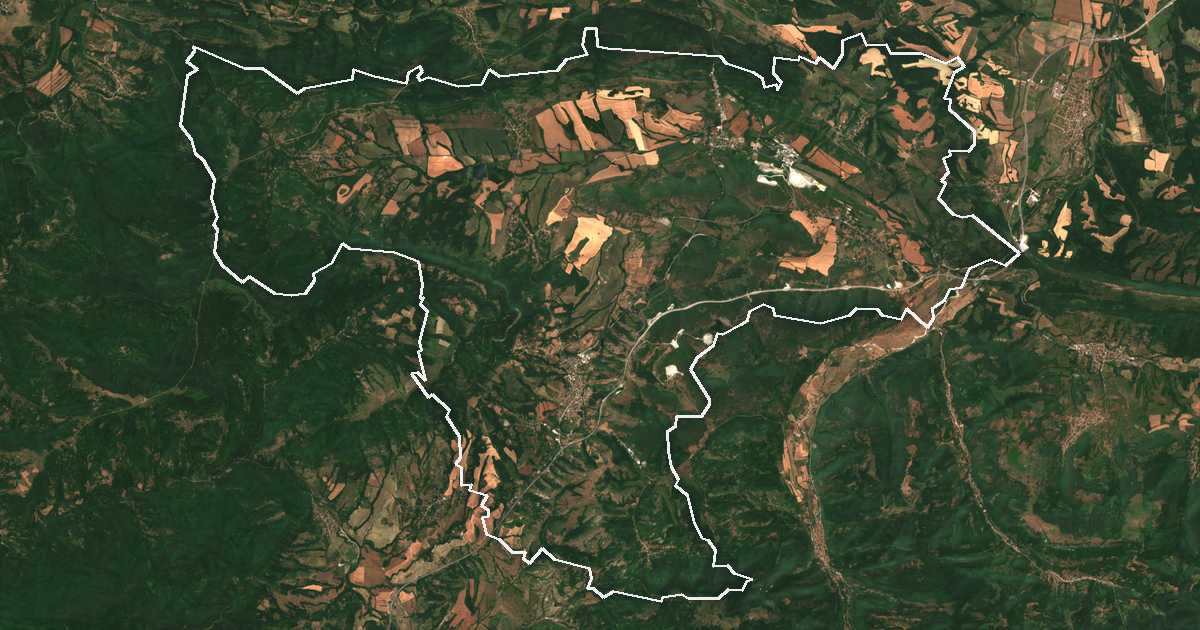 Satelitska snimka s ucrtanom granicom: Jablanica