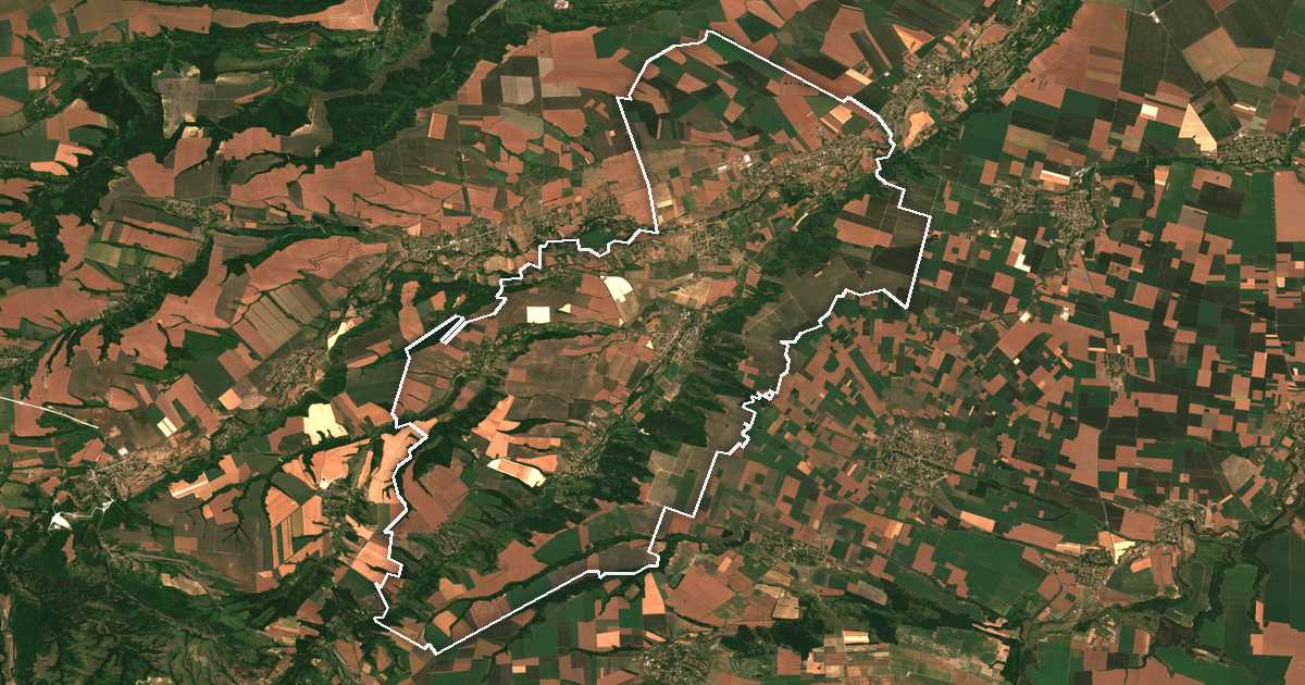 Satelitska snimka s ucrtanom granicom: Brusarci