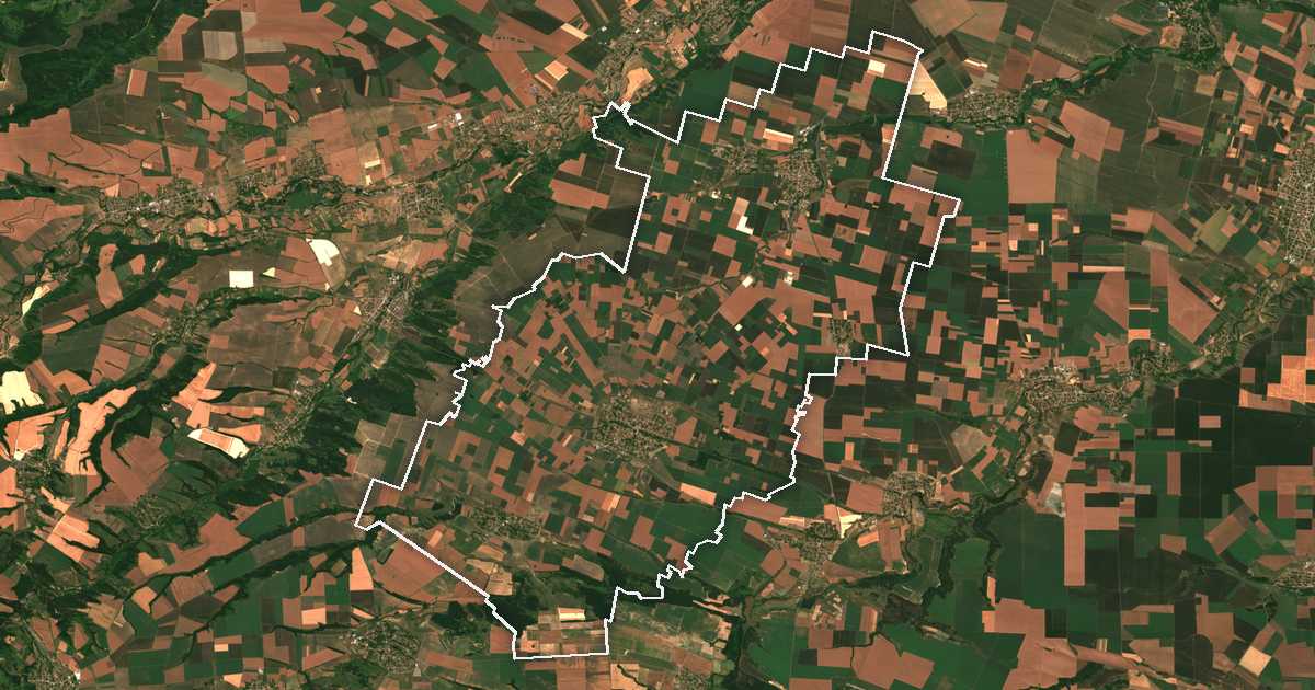 Satelitska snimka s ucrtanom granicom: Medkovec