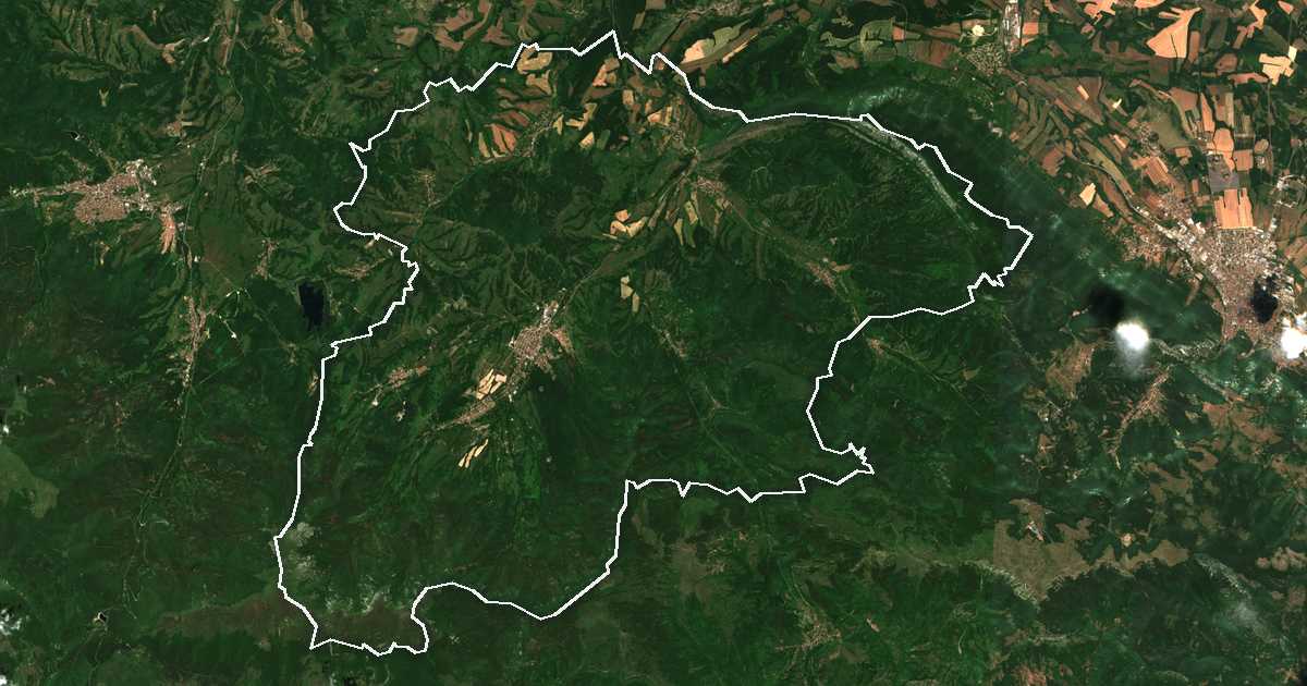 Satelitska snimka s ucrtanom granicom: Vǎršec