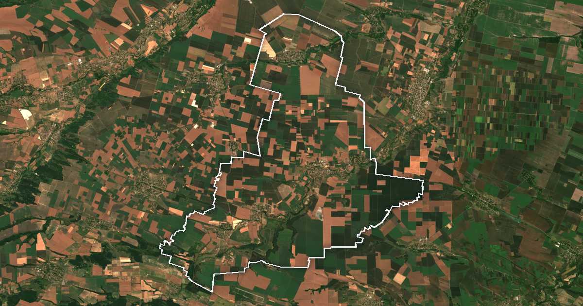 Satelitska snimka s ucrtanom granicom: Jakimovo