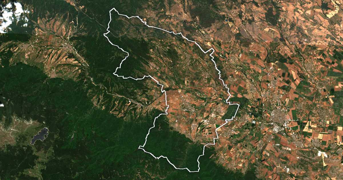 Satelitska snimka s ucrtanom granicom: Septemvri