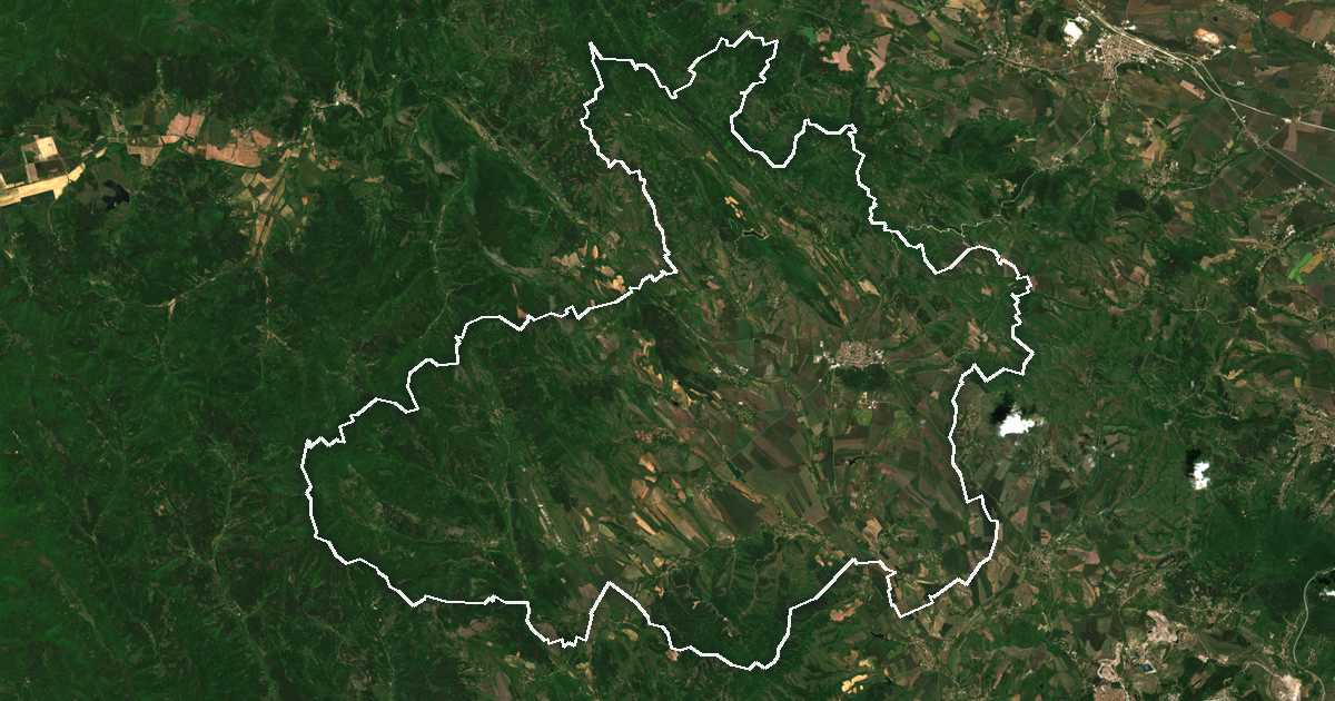 Satelitska snimka s ucrtanom granicom: Breznik