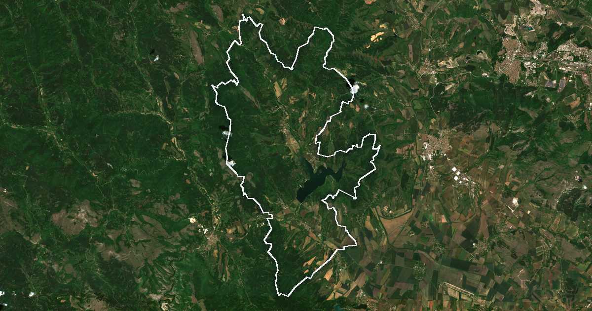 Satelitska snimka s ucrtanom granicom: Kovačevci