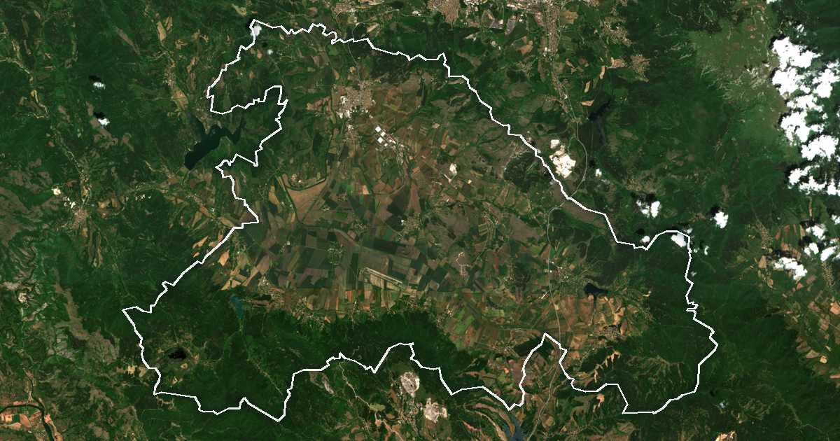 Satelitska snimka s ucrtanom granicom: Radomir