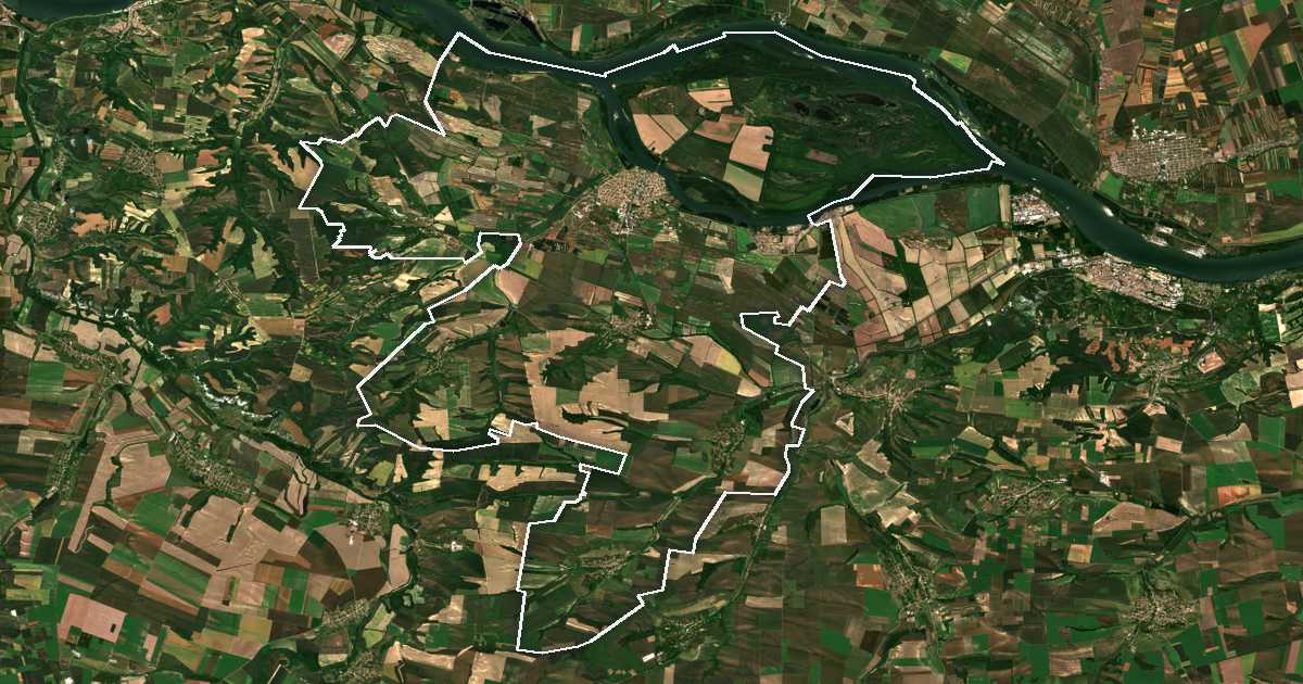 Satelitska snimka s ucrtanom granicom: Belene