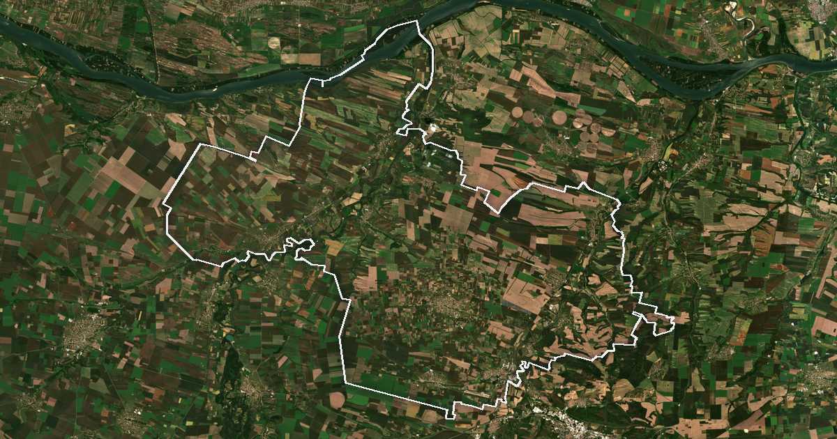 Satelitska snimka s ucrtanom granicom: Dolna Mitropolija