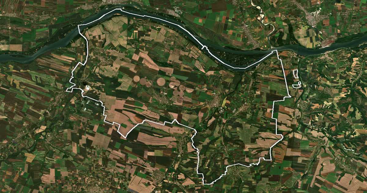 Satelitska snimka s ucrtanom granicom: Guljanci