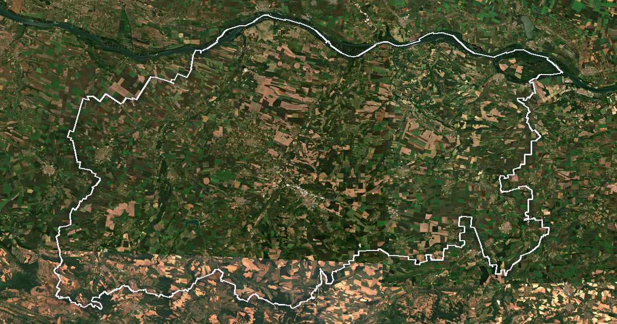 Satelitska snimka s ucrtanom granicom: Oblast Pleven