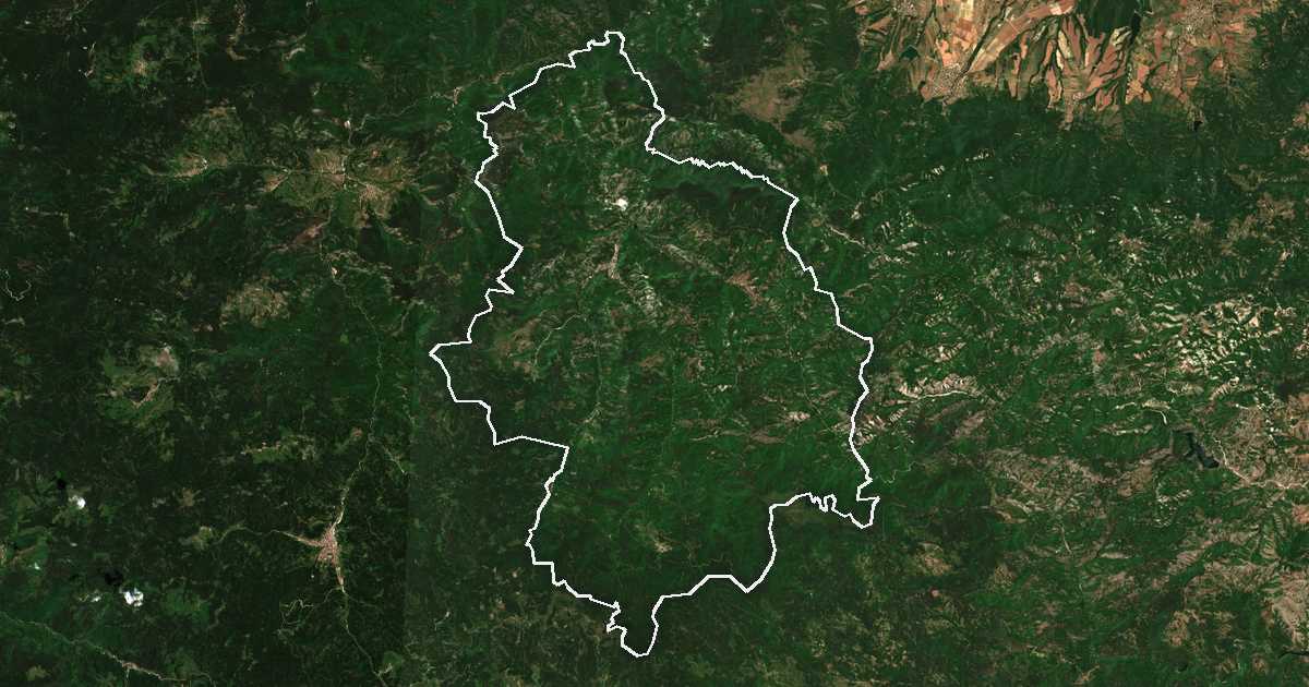 Satelitska snimka s ucrtanom granicom: Lǎki
